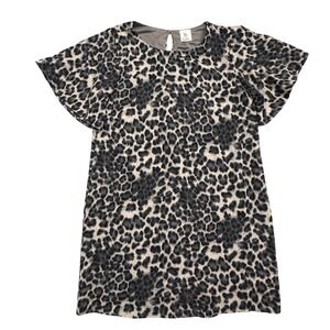 Bungalows Women's Leopard Print Flutter Sleeve Mini Dress Size L Excellent Cond.